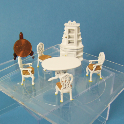 Q2300-04 White Dining Room set for 1/4" scale dollhouse